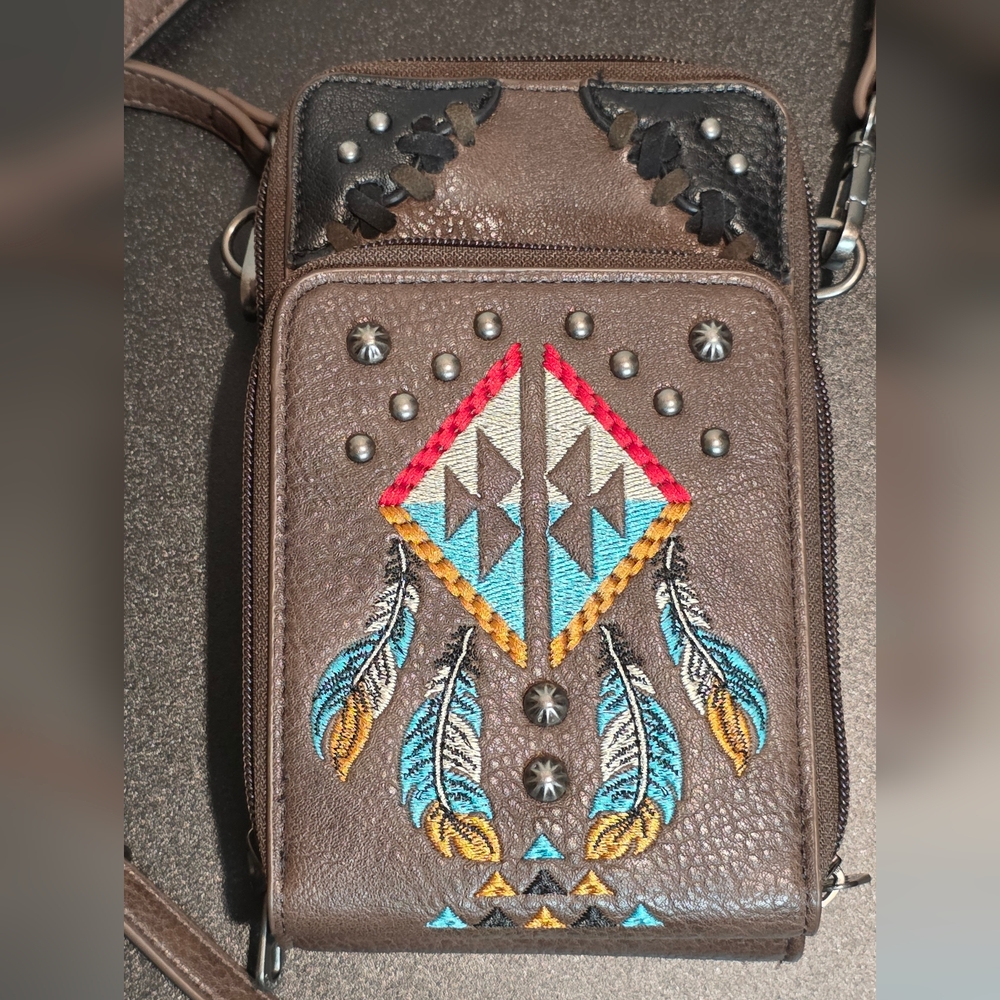 Montana West Brown Embroidered Crossbody Bag